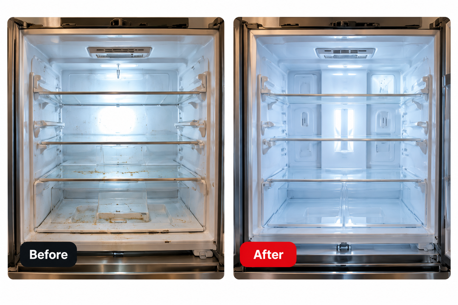 Fridge repair before and after example